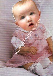 Vestidos tejidos de punto para bebés :: Cómo hacer un vestido tejido a dos  agujas para bebé